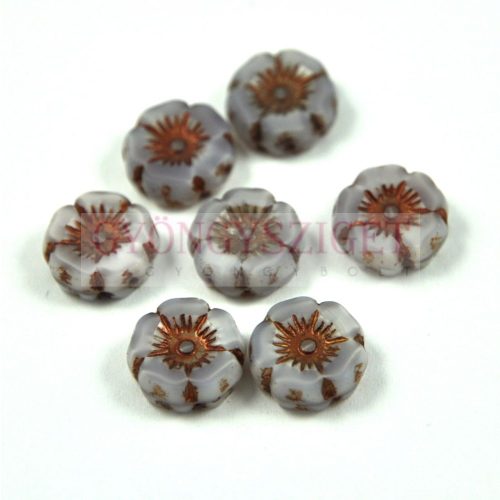 Czech Table Cut Bead - Cross-Drilled - lavender opal copper - 12mm