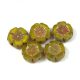 Cseh table cut gyöngy - hosszában fúrt virág - green picasso - 12mm