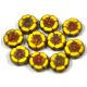 Cseh table cut gyöngy - hosszában fúrt virág - sárga picasso - 12mm