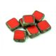 Czech Table Cut Bead - Cross-Drilled Square - Red Picasso - 10x10mm