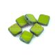 Cseh table cut gyöngy - hosszában fúrt négyzet - Green Pea Picasso - 53420-86800 - 10x10mm