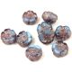 Cseh table cut gyöngy - hosszában fúrt virág - Opal Blue Light Amethyst Blend Bronze - 8mm