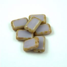   Czech Table Cut Bead - Cross-Drilled Rectangle - Purple Picasso - 12x9mm