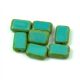Czech Table Cut Bead - Cross-Drilled Rectangle - Turquoise Green Picasso - 12x9mm