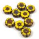 Cseh table cut gyöngy - hosszában fúrt virág - Yellow Travertin - 8mm