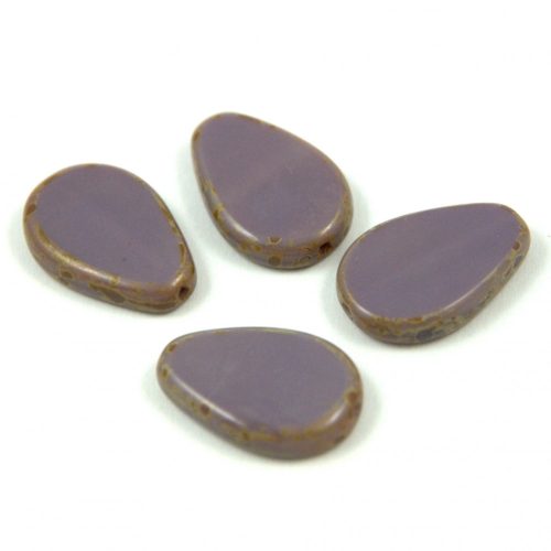 Cseh table cut gyöngy - hosszában fúrt csepp lakú - Purple Picasso - 23030-86800 - 18x12mm