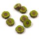 Cseh table cut gyöngy - hosszában fúrt virág - Green Bronze - 8mm