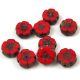 Cseh table cut gyöngy - hosszában fúrt virág - Dark Red Travertin - 8mm