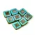 Cseh table cut gyöngy - hosszában fúrt napsugaras négyzet - 63020-86800 - Turquoise Blue Picasso - 10x10mm
