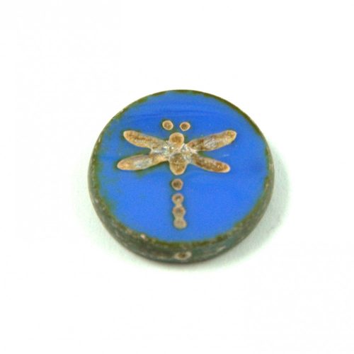 Czech Table Cut Bead - Round - Dragonfly - 17mm