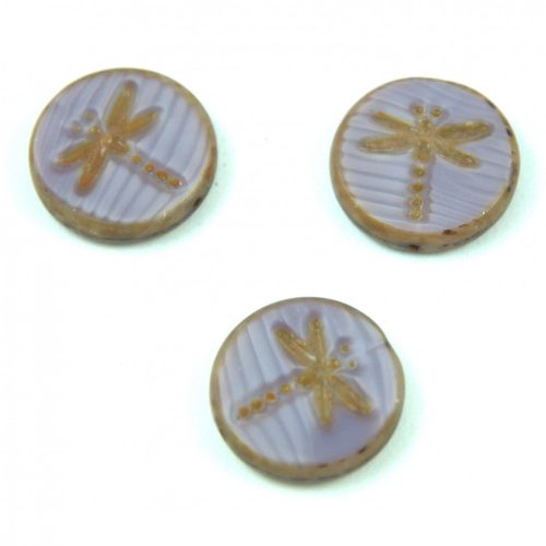Czech Table Cut Bead - Round - Dragonfly - light lilac blend picasso - 17mm