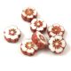Cseh table cut gyöngy - hosszában fúrt virág - Alabaster Copper Brown - 10mm