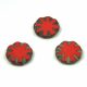 Cseh table cut gyöngy - hosszában fúrt virág - Red Picasso - 14mm