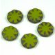 Cseh table cut gyöngy - hosszában fúrt virág - Green Picasso - 53420-86805 - 14mm