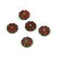 Czech Table Cut Bead - Cross-Drilled - Flower - trans dark red picasso - 12mm
