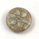 Cseh table cut gyöngy - virág mintás - Opal White Gold Travertine - 18mm