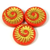   Special Shapes - Czech Glass Bead - red gold luster - fossil - 18mm
