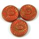Special Shapes - Czech Glass Bead - red gold luster - fossil - 18mm