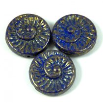   Special Shapes - Czech Glass Bead - sapphire gold luster - fossil - 18mm