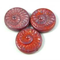   Special Shapes - Czech Glass Bead - red nebula - fossil - 18mm