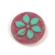 Cseh table cut gyöngy - virág mintás - Turquoise Green Matt Pink - 18mm