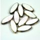 Czech Table Cut Bead - Cross-Drilled Oval - white picasso - 20x9mm