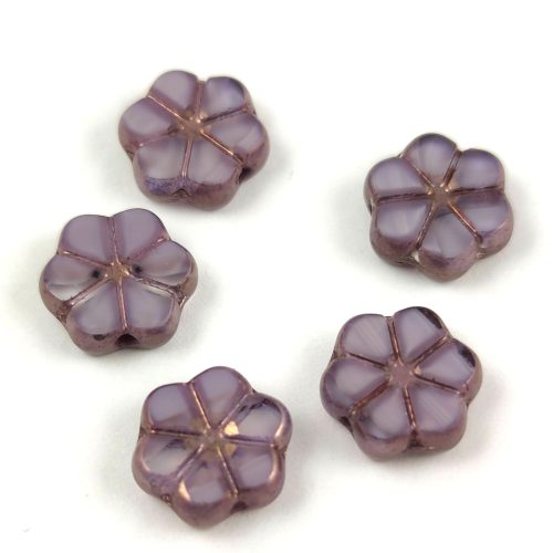 Cseh table cut gyöngy - hosszában fúrt virág - Purple Blend Bronz - 10mm