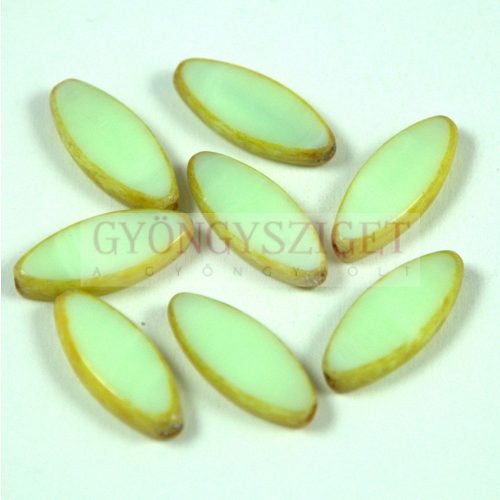 Czech Table Cut Bead - Cross-Drilled Oval - pale green picasso - 18x7mm