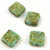 Cseh table cut gyöngy - hosszában fúrt napsugaras négyzet - Turquoise Blue Travertine Gold - 10x10mm