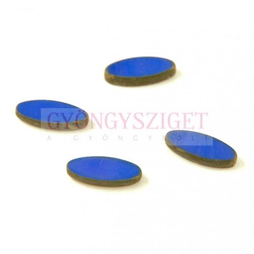 Czech Table Cut Bead - Cross-Drilled Oval - Sapphire picasso - 16x6mm