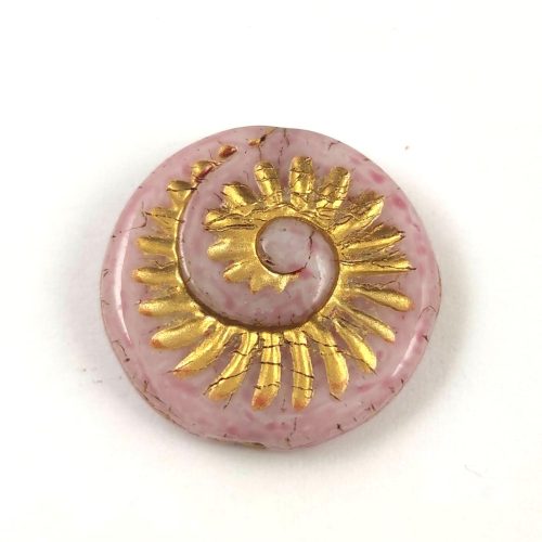 Special Shapes - Czech Glass Bead - Pink Gold - fossil - 18mm