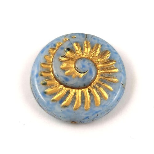 Special Shapes - Czech Glass Bead - Light Blue Gold - fossil - 18mm