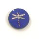 Czech Table Cut Bead - Round - Dragonfly - Sapphire Travertine Pink - 33060-86800-54321 - 17 mm