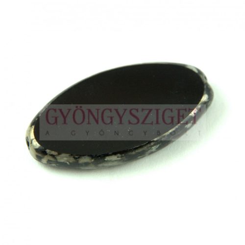 Czech Table Cut Bead - Cross-Drilled Oval - Jet Picasso - 30x11mm