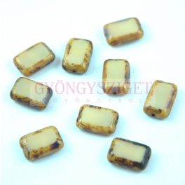   Czech Table Cut Bead - Cross-Drilled Rectangle - Beige Picasso - 12x8mm