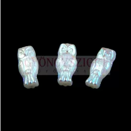   Cseh préselt egyedi formák - bagoly - Alabaster AB - 14mm - 02010-28703