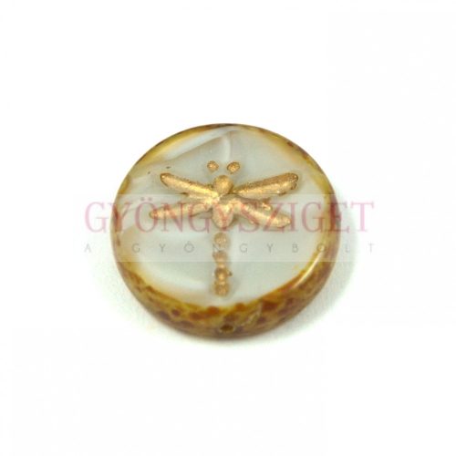 Czech Table Cut Bead - Round - Dragonfly - 17mm
