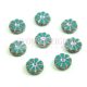Czech Table Cut Bead - Cross-Drilled - Flower - Turquoise Silver Picasso - 12mm