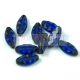 Cseh table cut gyöngy - hosszában fúrt ovális mintás  - Trans Sapphire Picasso - 30080-86800 - 12x6mm