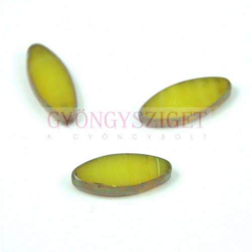 Cseh table cut gyöngy - hosszában fúrt ovális - Opal Yellow Picasso - 81210-86805 - 20x9mm