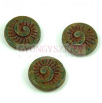   Special Shapes - Czech Glass Bead - Turquoise Blue Travertin - fossil - 18mm