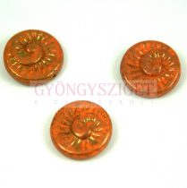   Special Shapes - Czech Glass Bead - Orange Gold Luster - fossil - 18mm