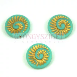   Cseh préselt egyedi formák - matt Turquoise Green Gold - fosszília - 18mm (63130-84100-54302)
