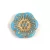Cseh préselt virág gyöngy - Turquoise Blue Gold - 18mm