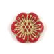 Czech pressed flower bead - Dark Red Gold - 18mm