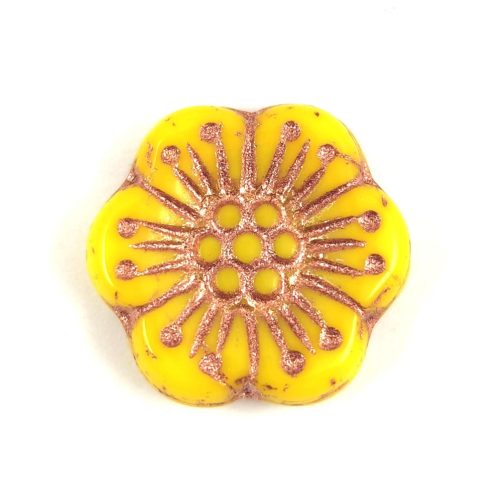 Cseh préselt virág gyöngy - Sunflower Copper - 18mm