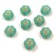 Czech Table Cut Bead - Cross-Drilled - Crystal Matt Turquoise Gold - 00030-54302-84309 - 8mm
