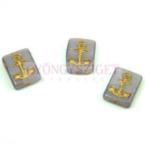  Special Shapes - Czech Glass Bead - Purple Gold - Anchor - 12x15x4mm