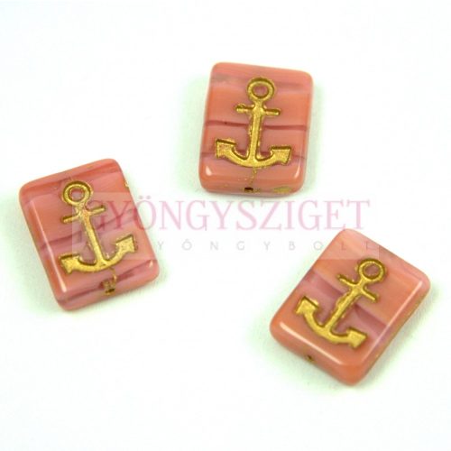 Special Shapes - Czech Glass Bead - Rose Gold - Anchor - 12x15x4mm
