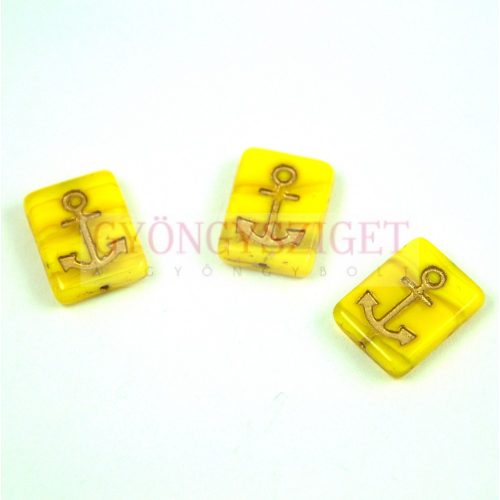 Cseh préselt egyedi formák - Yellow Gold - Anchor - 12x15x4mm (83120-54302)